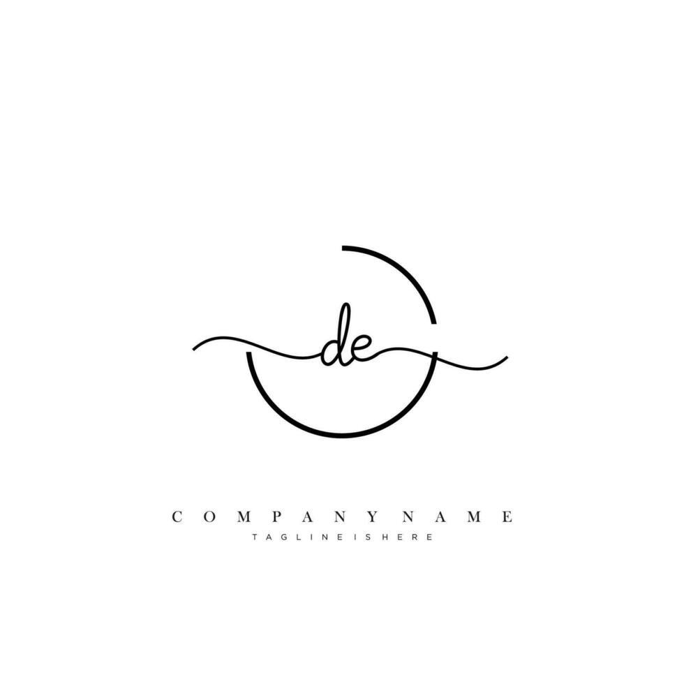 DE Initial handwriting minimalist geometric logo template vector
