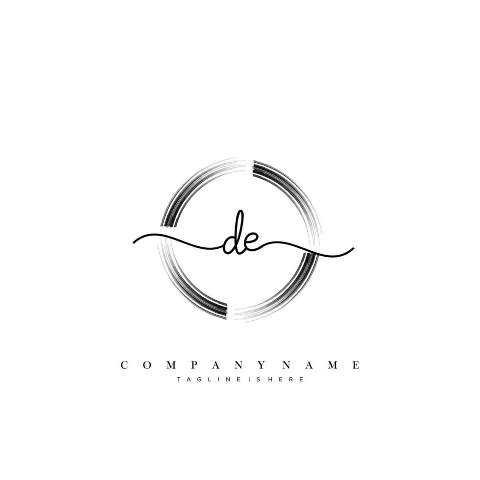 DE Initial handwriting minimalist geometric logo template vector