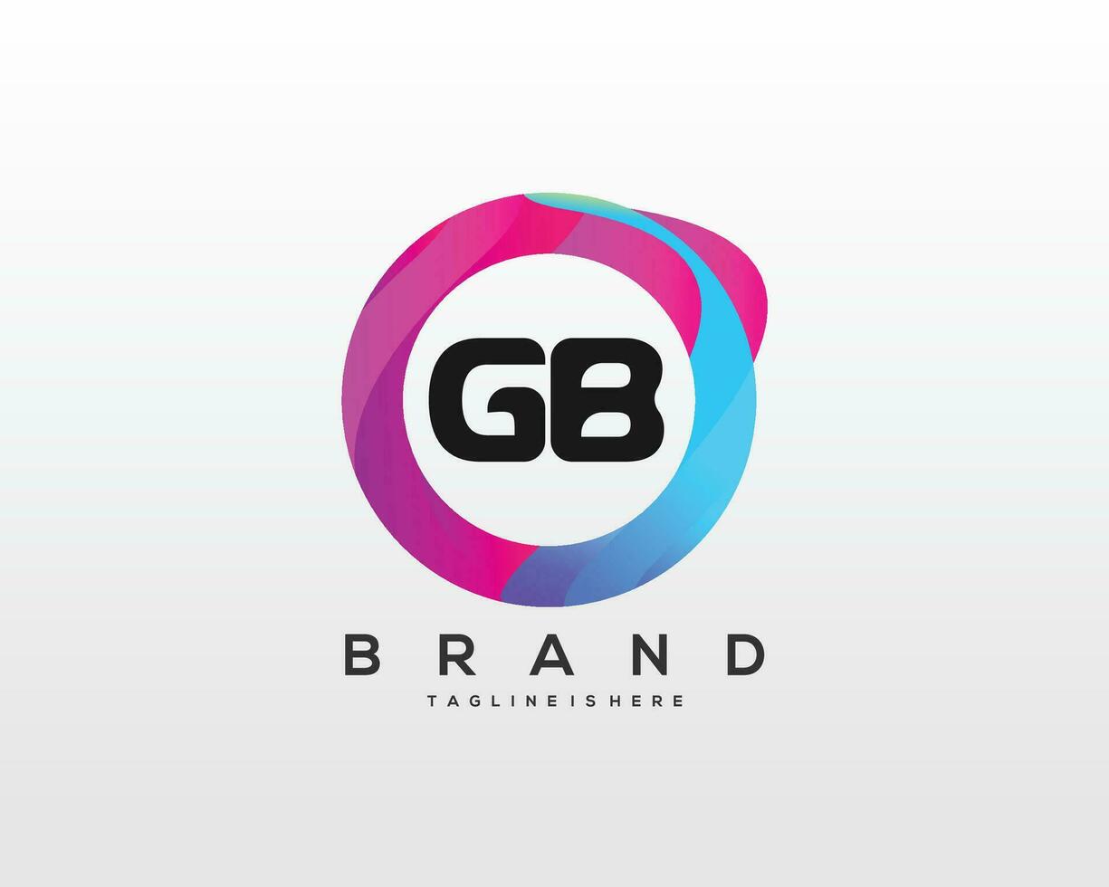 Initial letter GB logo design with colorful style art vector