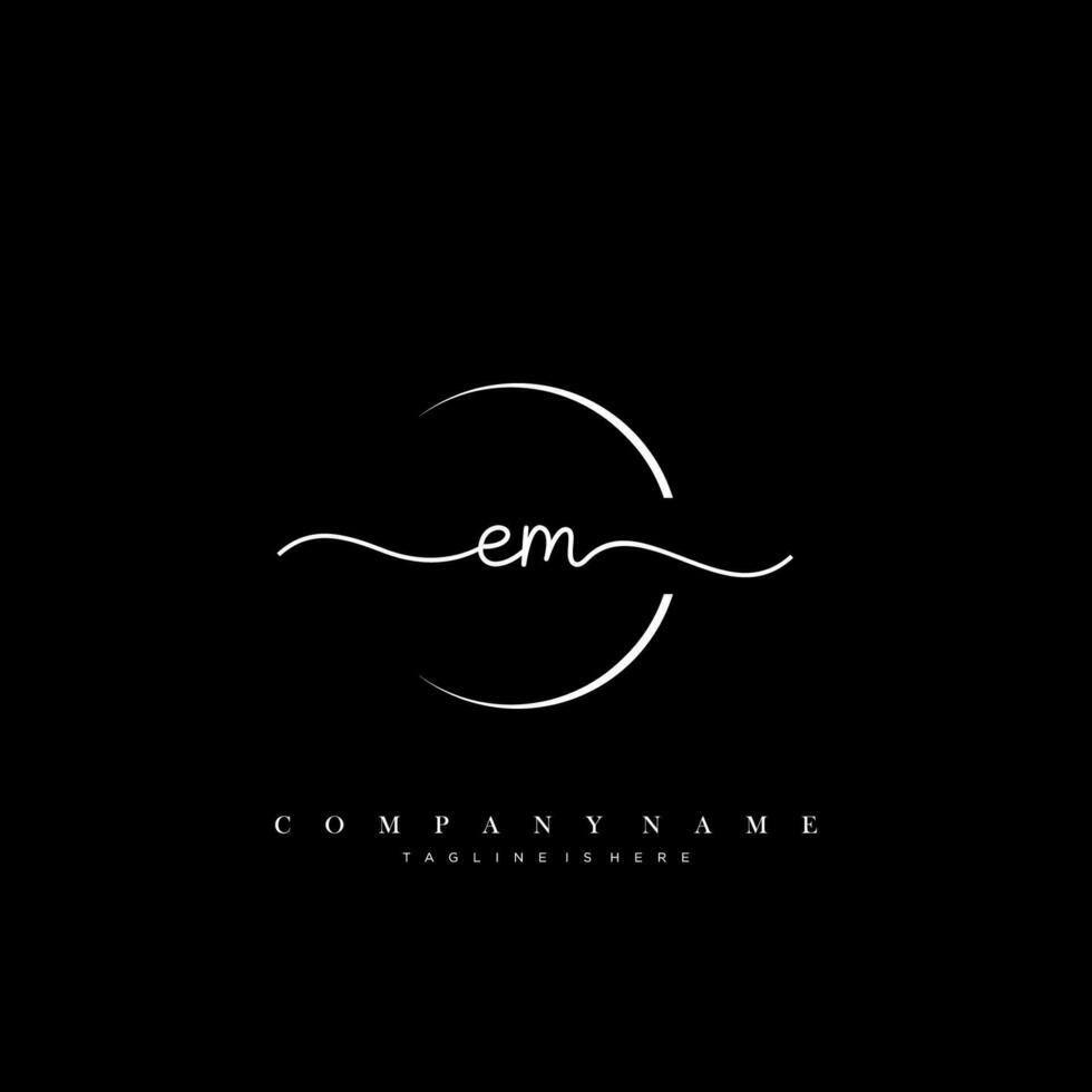 EM Initial handwriting minimalist geometric logo template vector