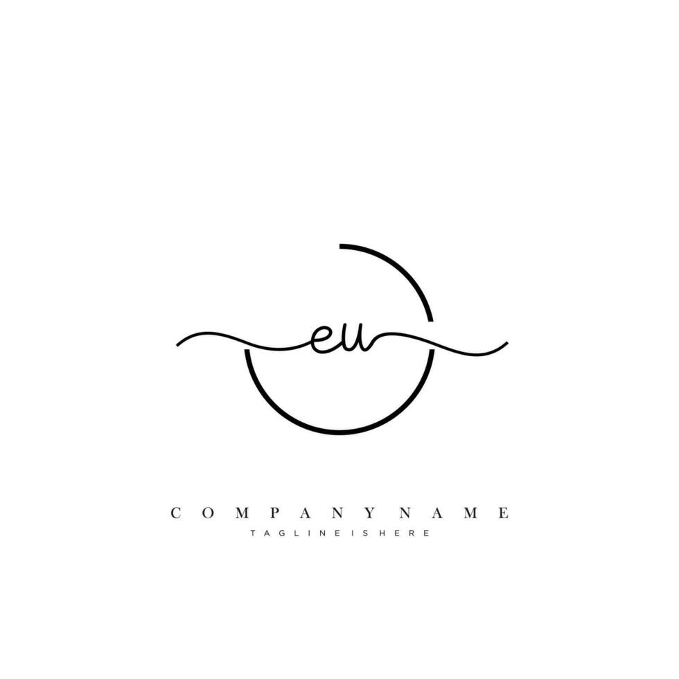 EU Initial handwriting minimalist geometric logo template vector