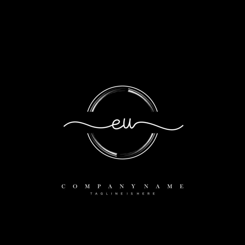 EU Initial handwriting minimalist geometric logo template vector