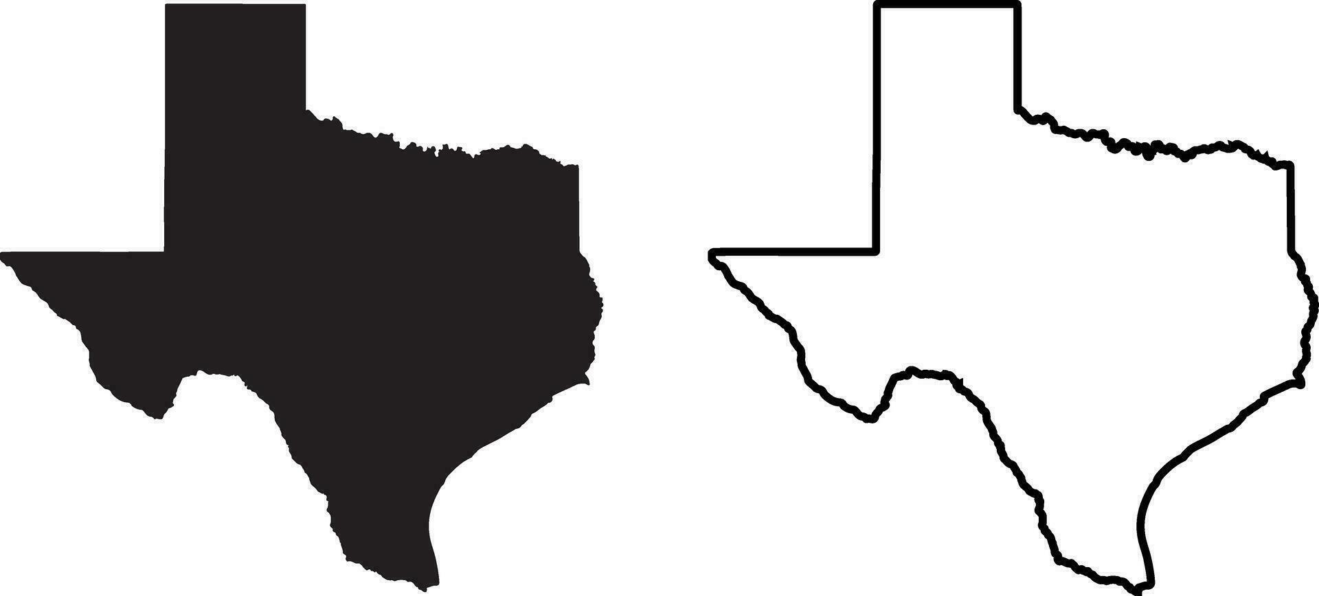 Texas map icon in two styles isolated on white background. Vector illustration