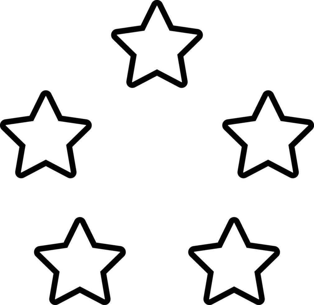 five stars circle icon vector in line style isolated on white background