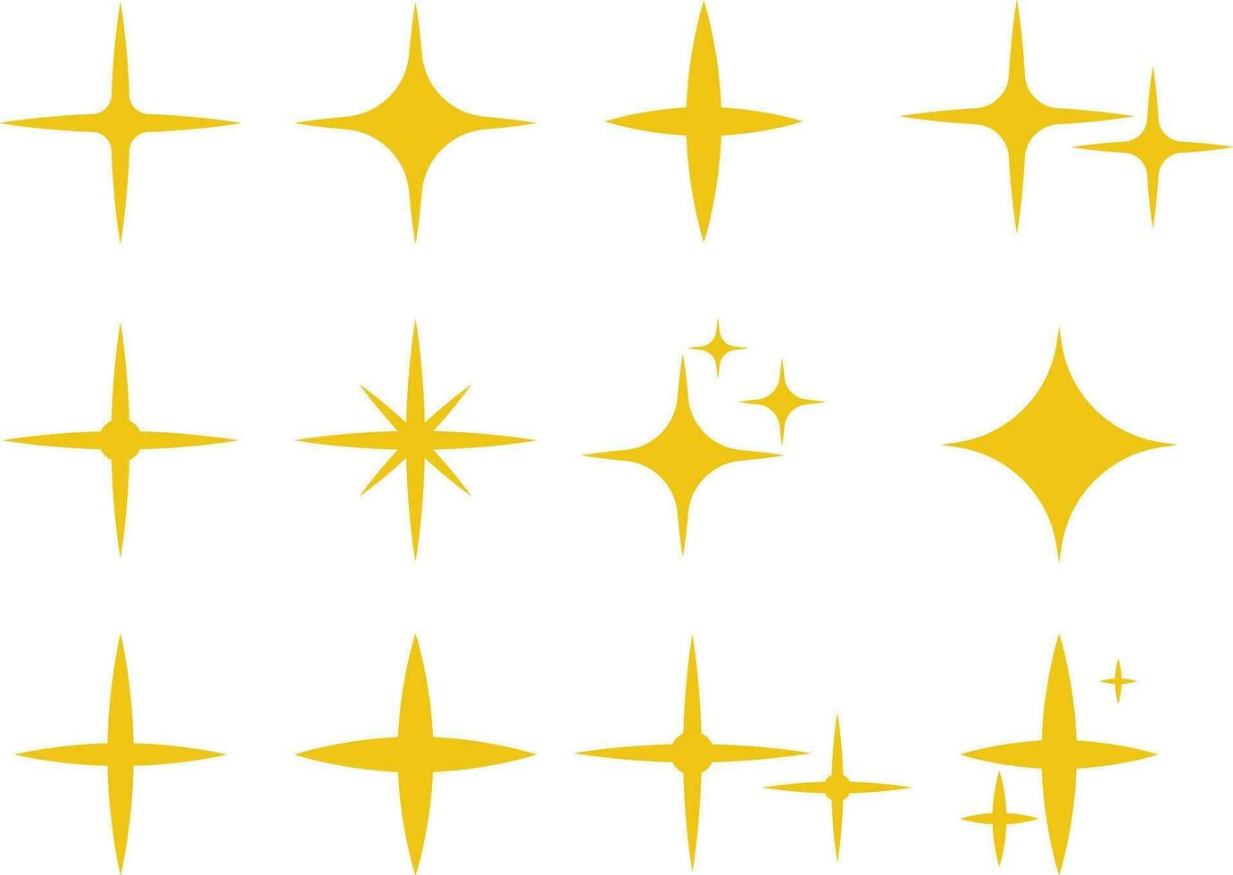 Star icons. Twinkling stars. Sparkles, shining burst. Vector symbols isolated