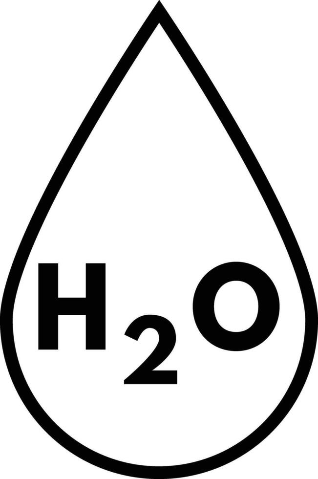 H2O Water drop icon vector line art design. Aqua symbol. Water icon. Water formula