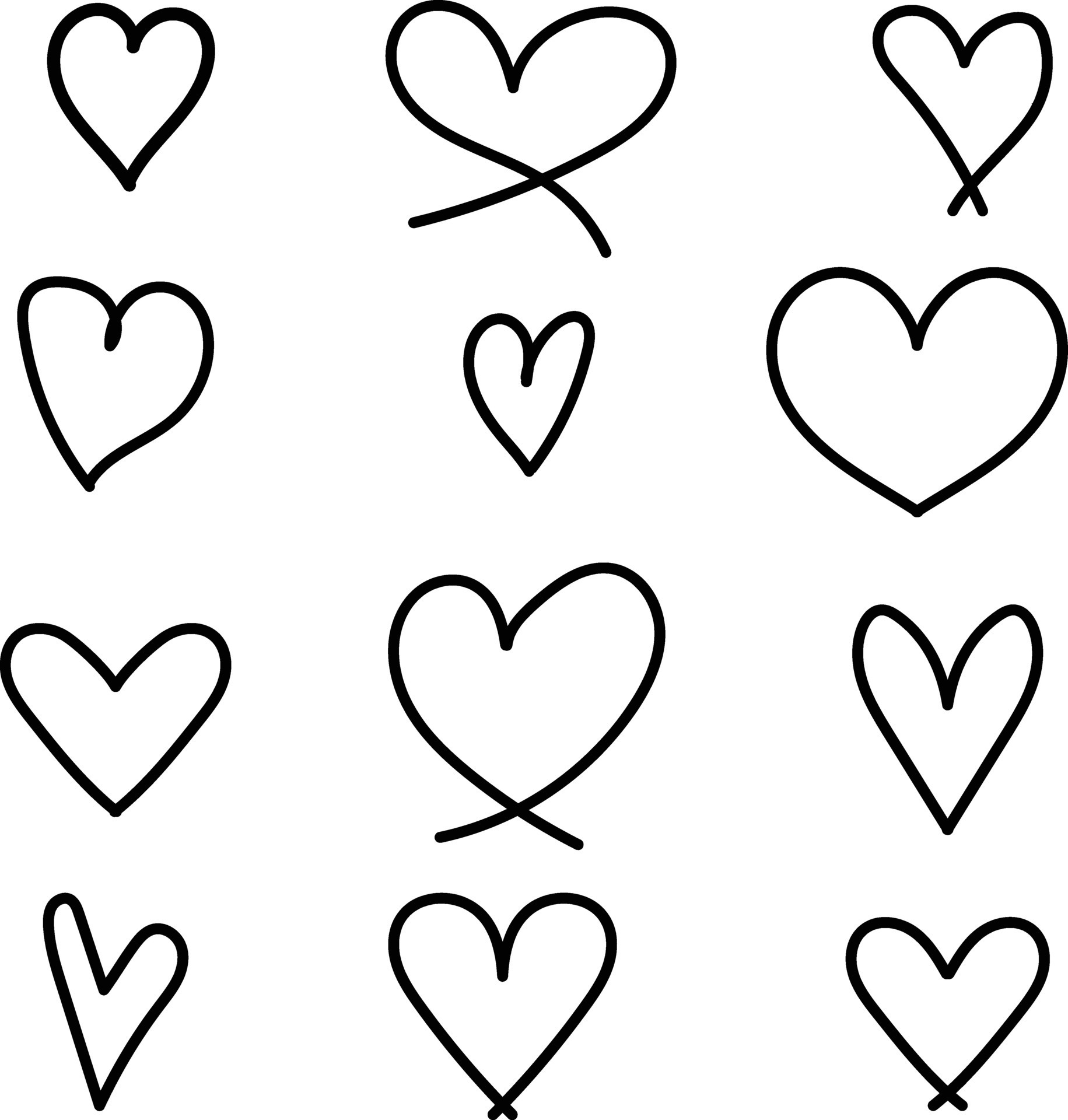 Heart lines bundle, hand drawn doodle love line for valentine's day ...