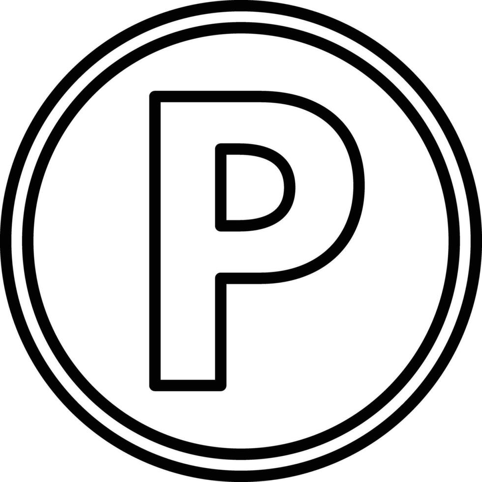 Parking sign circle vector outline icon isolated on white background .  Parking public icon street place.