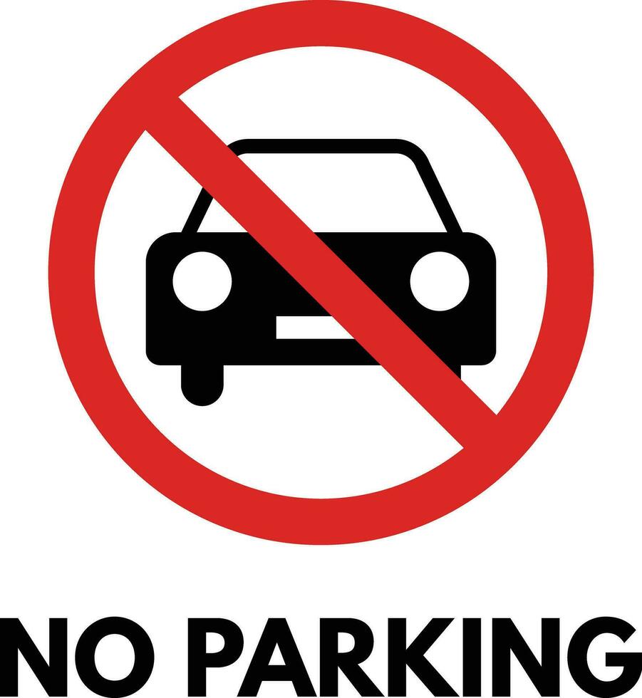 No coche estacionamiento prohibido icono . marca de No estacionamiento con texto . vector