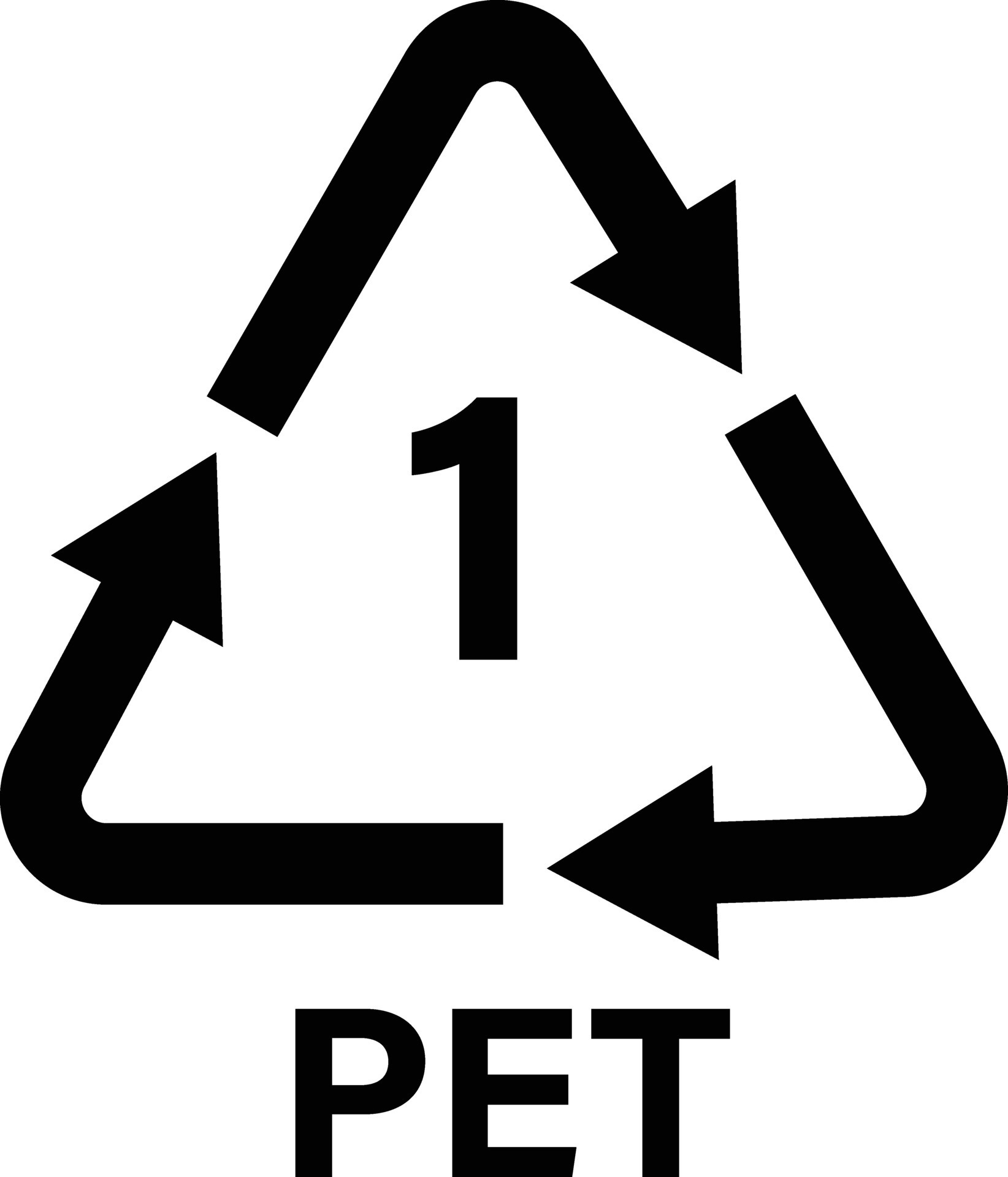 Plastic recycle symbol PET 1 vector illustration. Plastic recycling