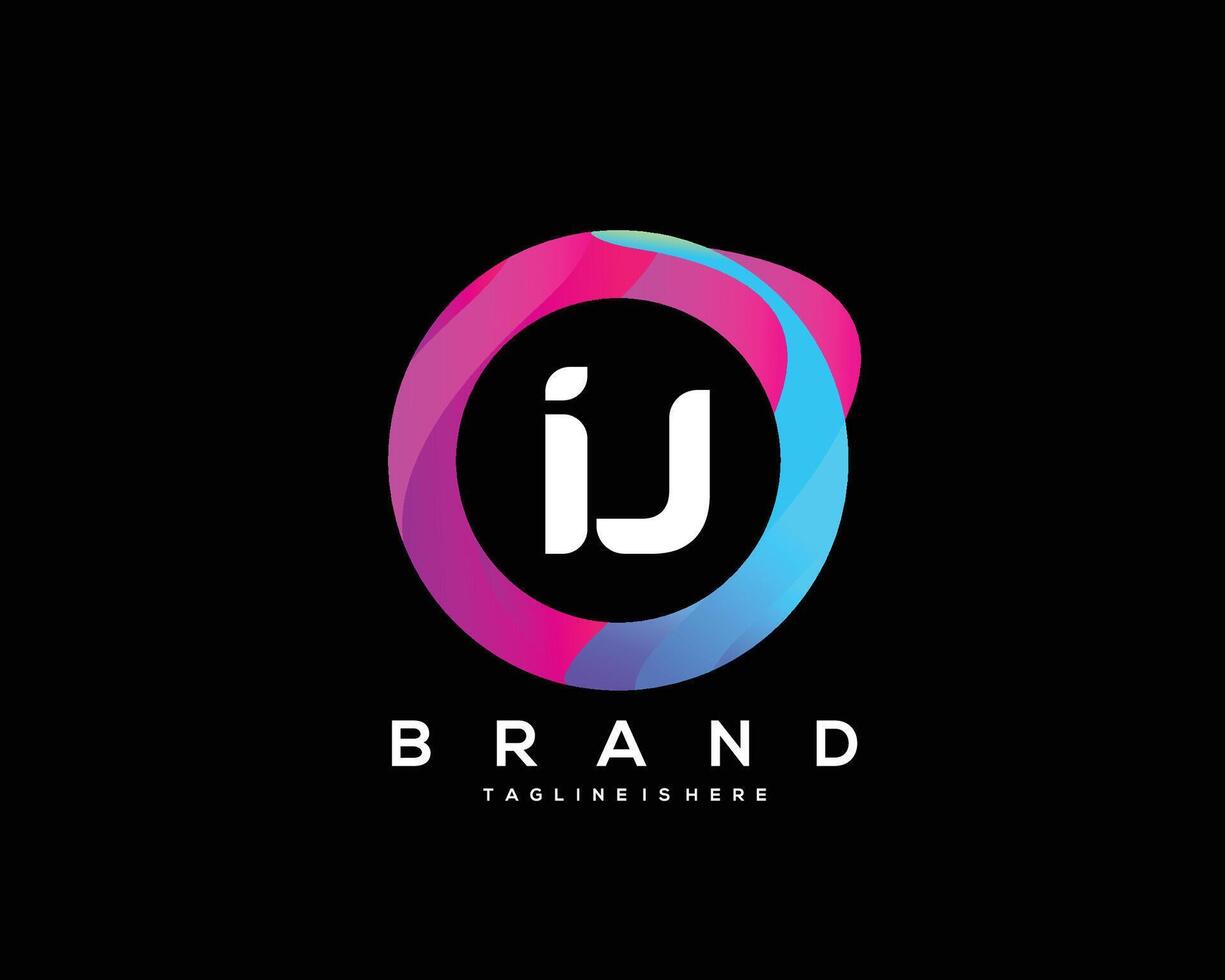 Initial letter IJ logo design with colorful style art 25781292 Vector ...