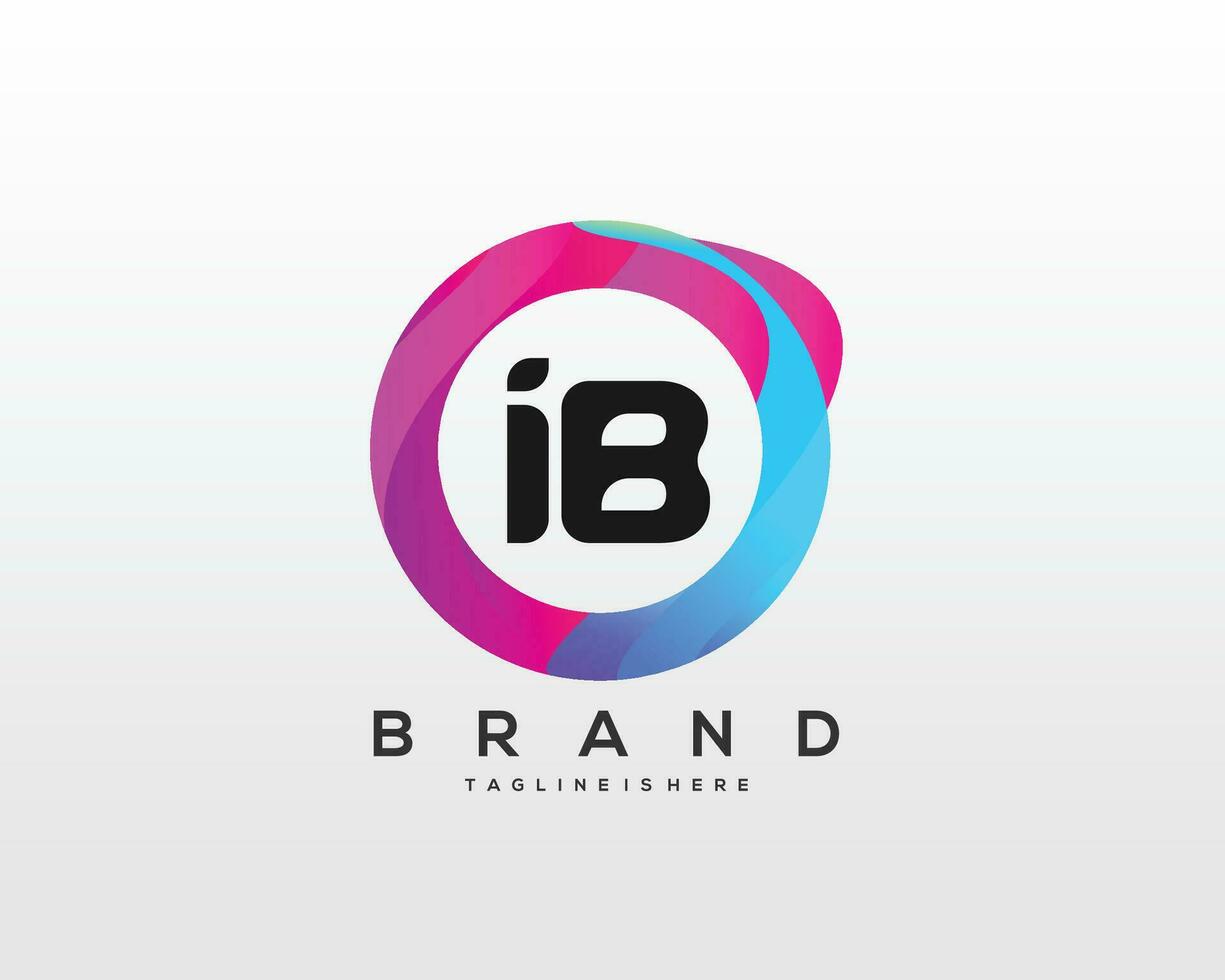 inicial letra ib logo diseño con vistoso estilo Arte vector