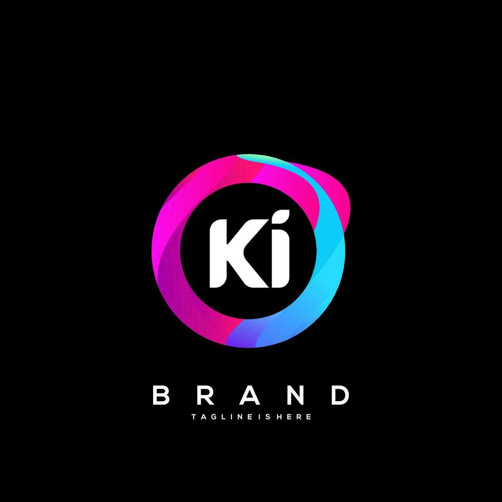Letter KI gradient color logo vector design