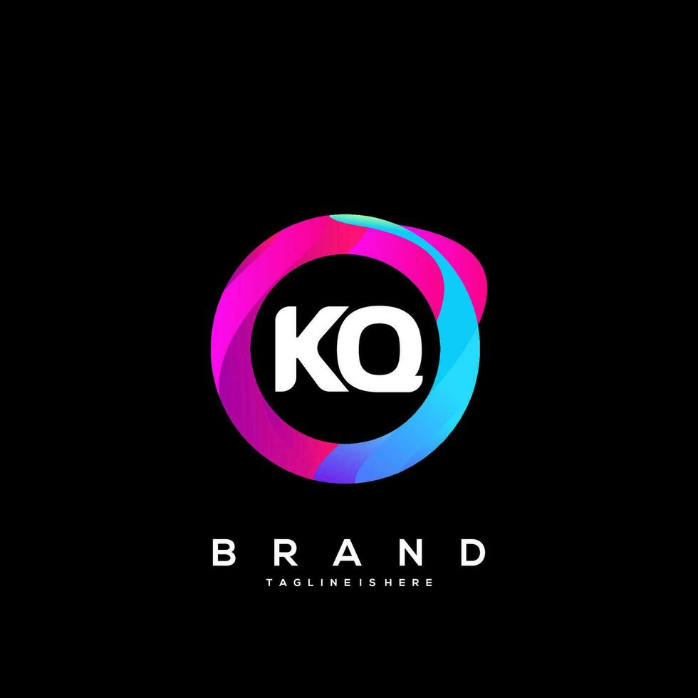 letra kq degradado color logo vector diseño