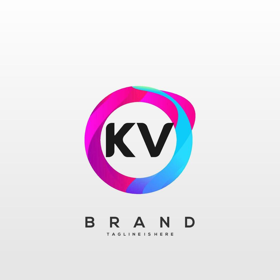 letra kv degradado color logo vector diseño