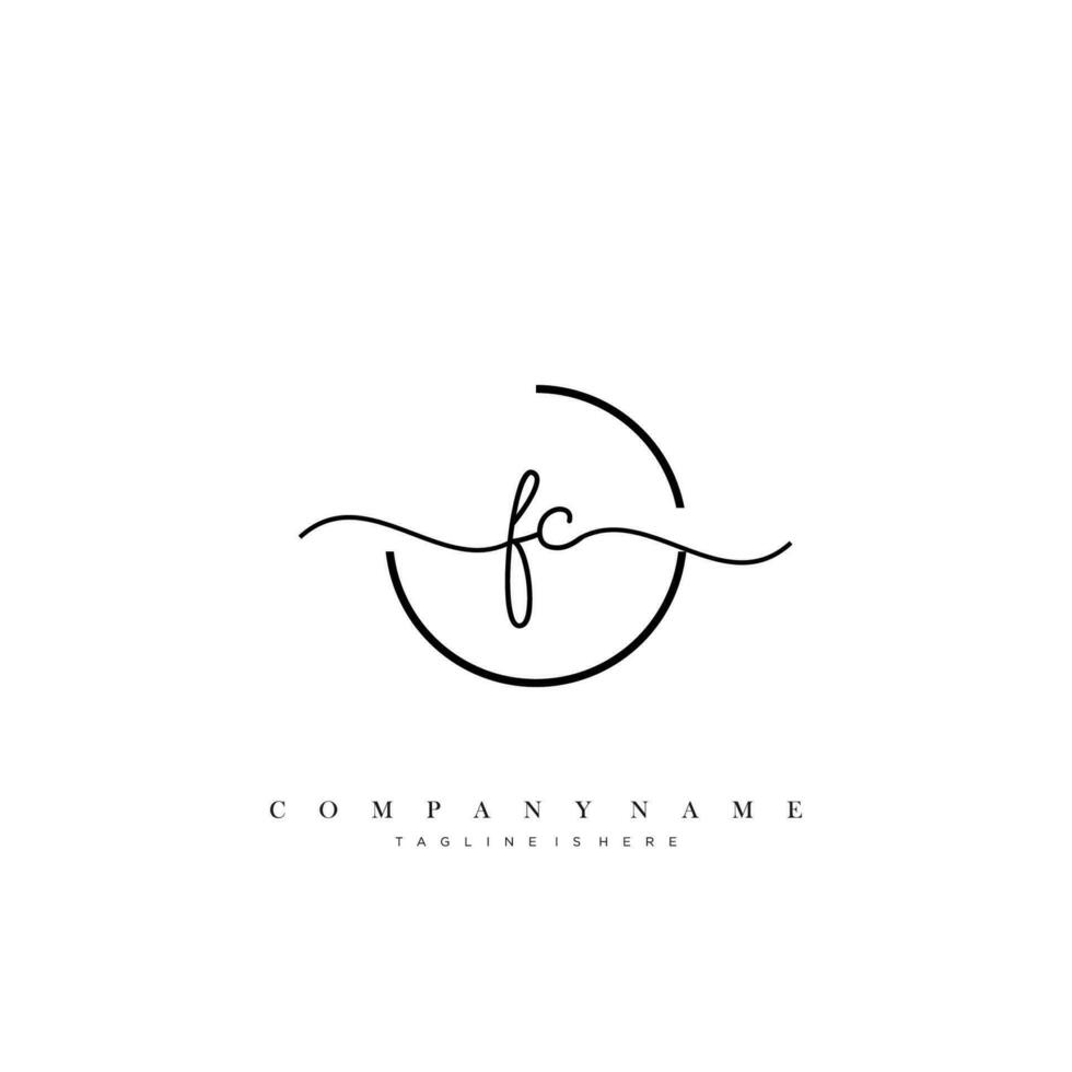 FC Initial handwriting minimalist geometric logo template vector