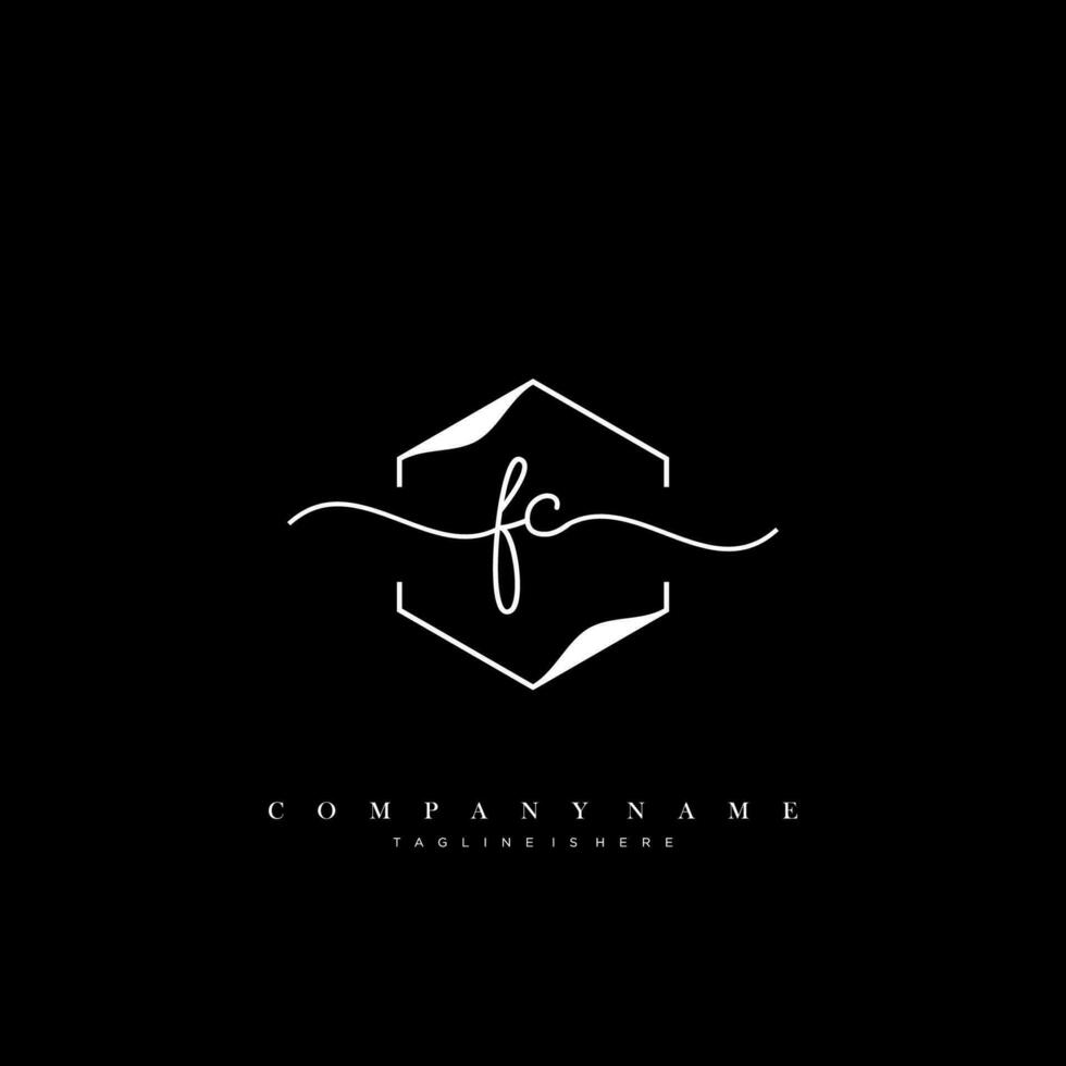 FC Initial handwriting minimalist geometric logo template vector