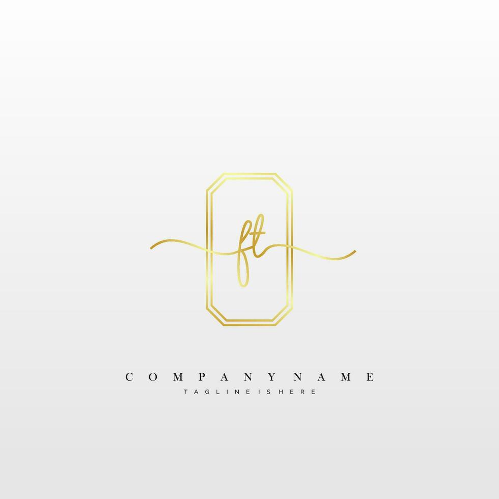 FT Initial handwriting minimalist geometric logo template vector