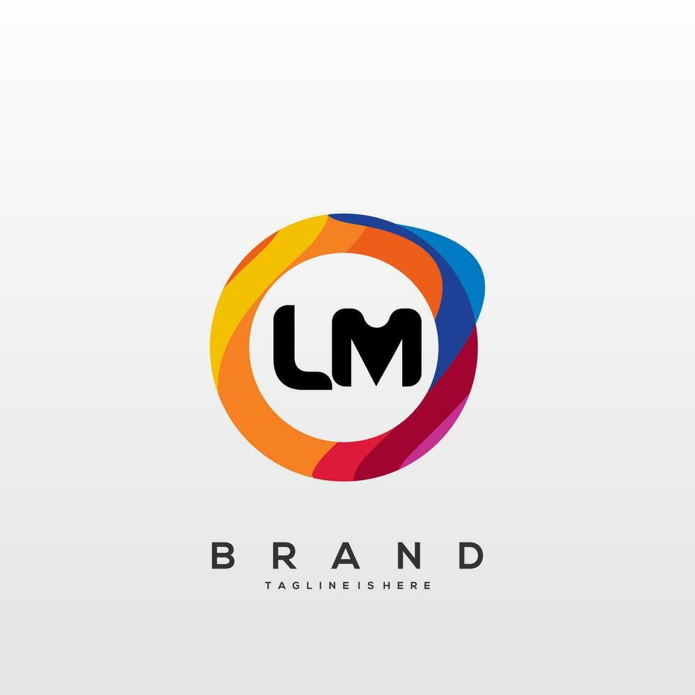 letra lm degradado color logo vector diseño