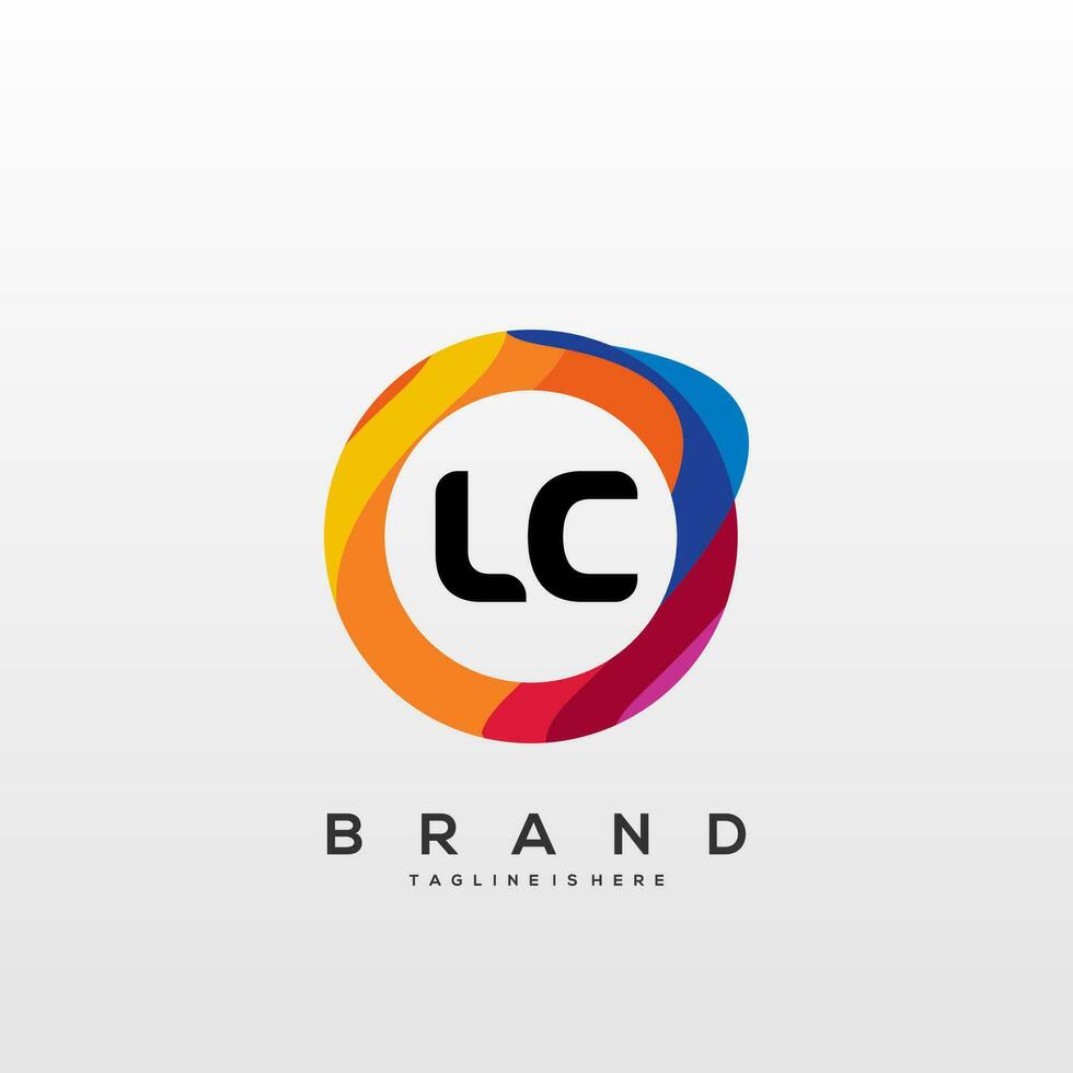 letra lc degradado color logo vector diseño