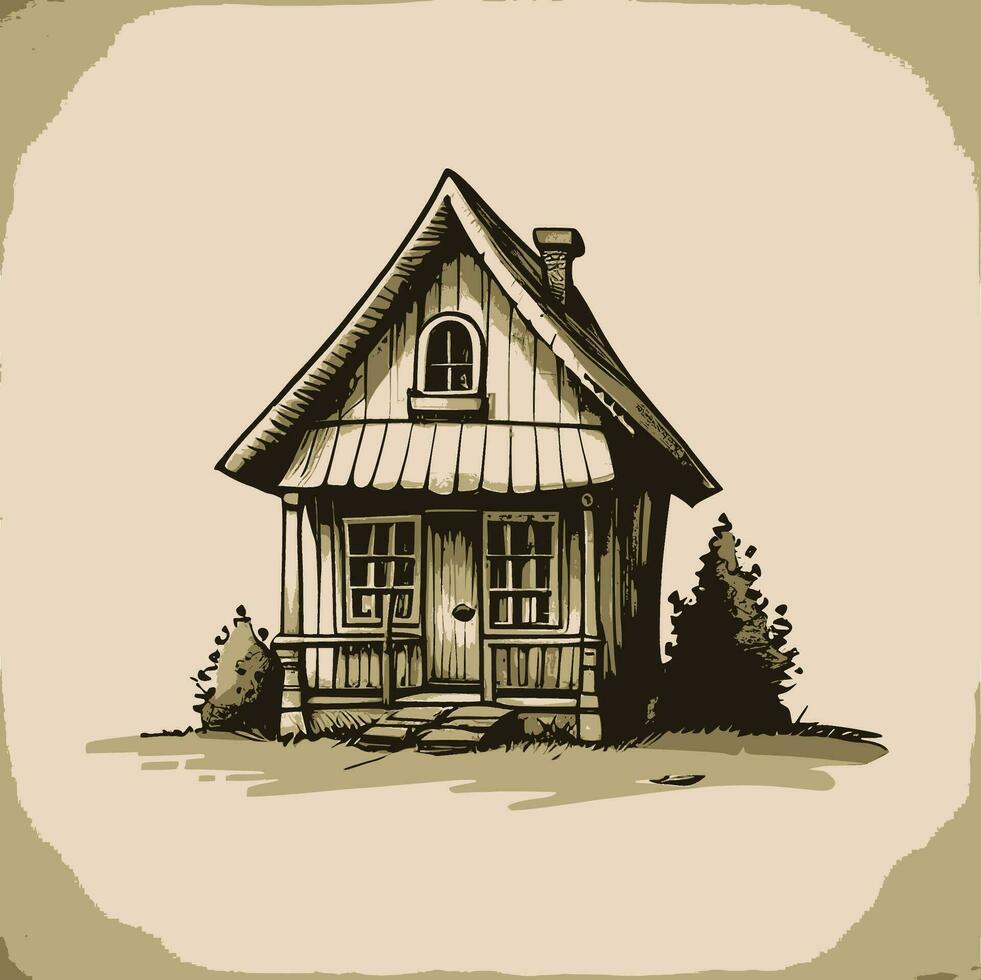 Vintage Line art House vector