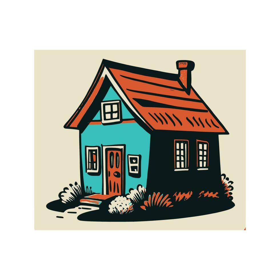 Vintage Line art House vector