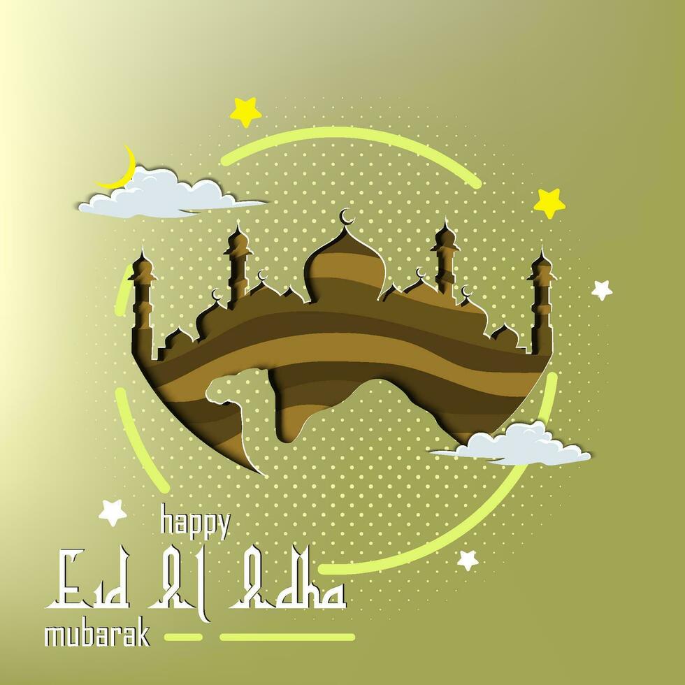 Eid Adha Mubarak Greeting Islamic Illustration Background Vector Design