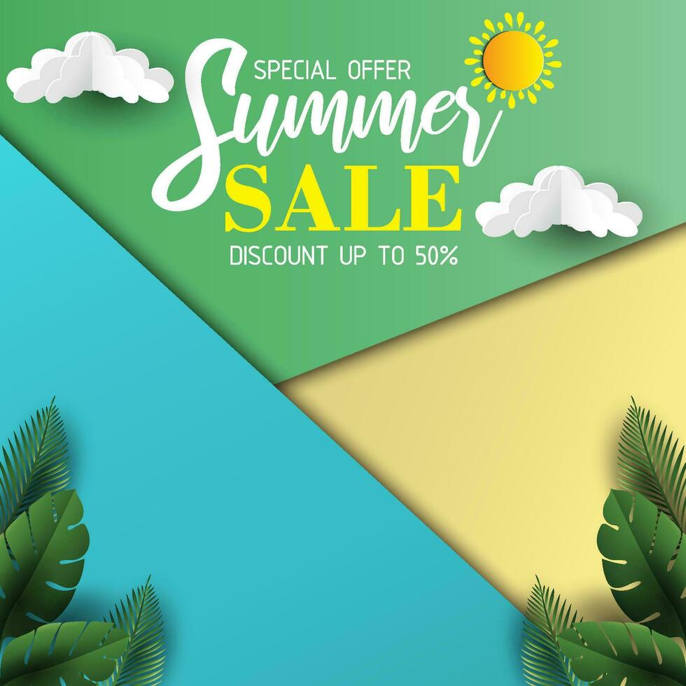 Abstract summer sale bakground for banner, and brochure or social media post vector