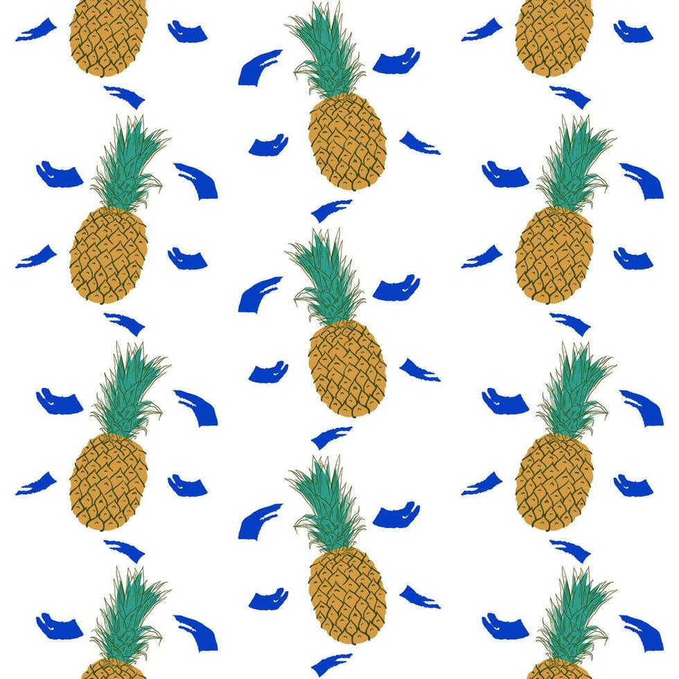 unique abstract summer pineapple fruits seamless pattern background vector