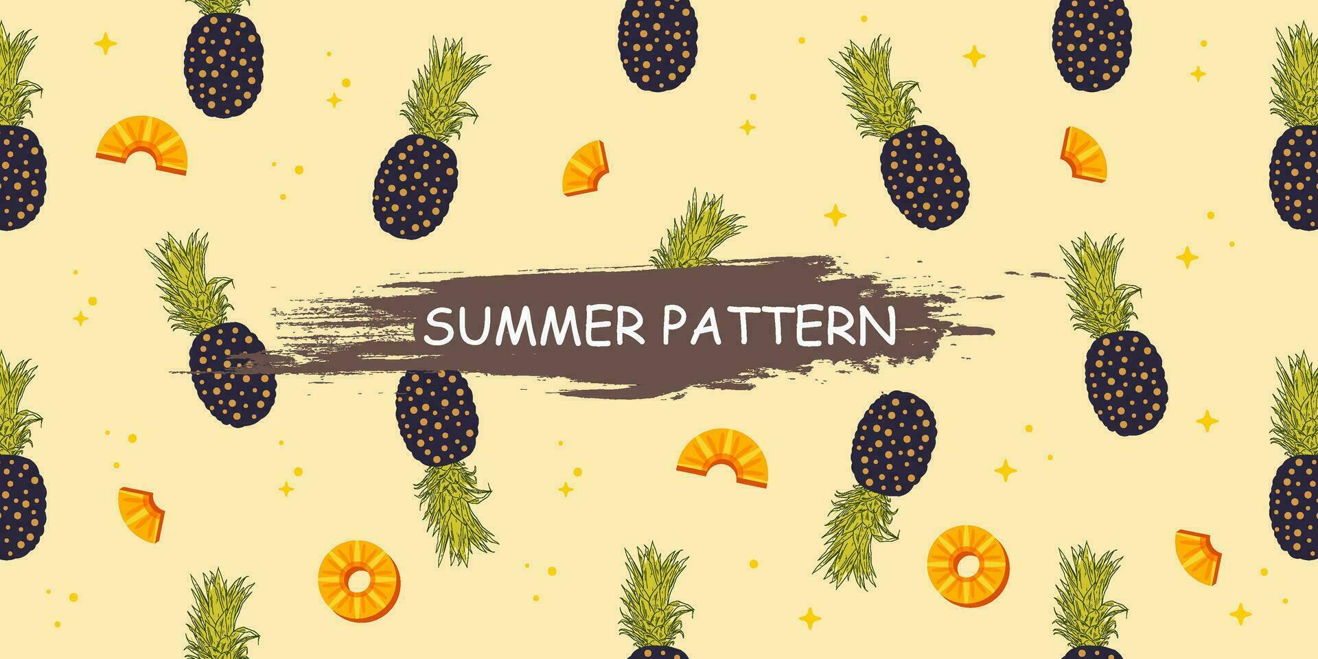 unique abstract summer pineapple fruits seamless pattern background vector