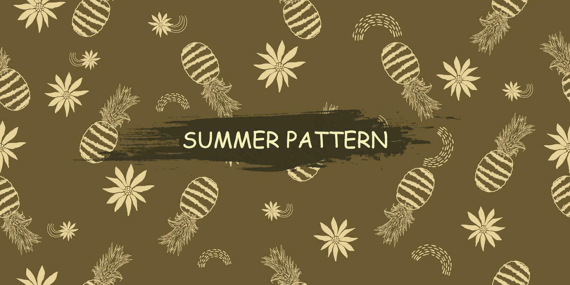 unique abstract summer pineapple fruits seamless pattern background vector