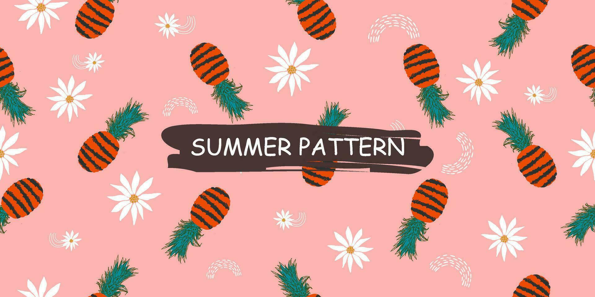 unique abstract summer pineapple fruits seamless pattern background vector