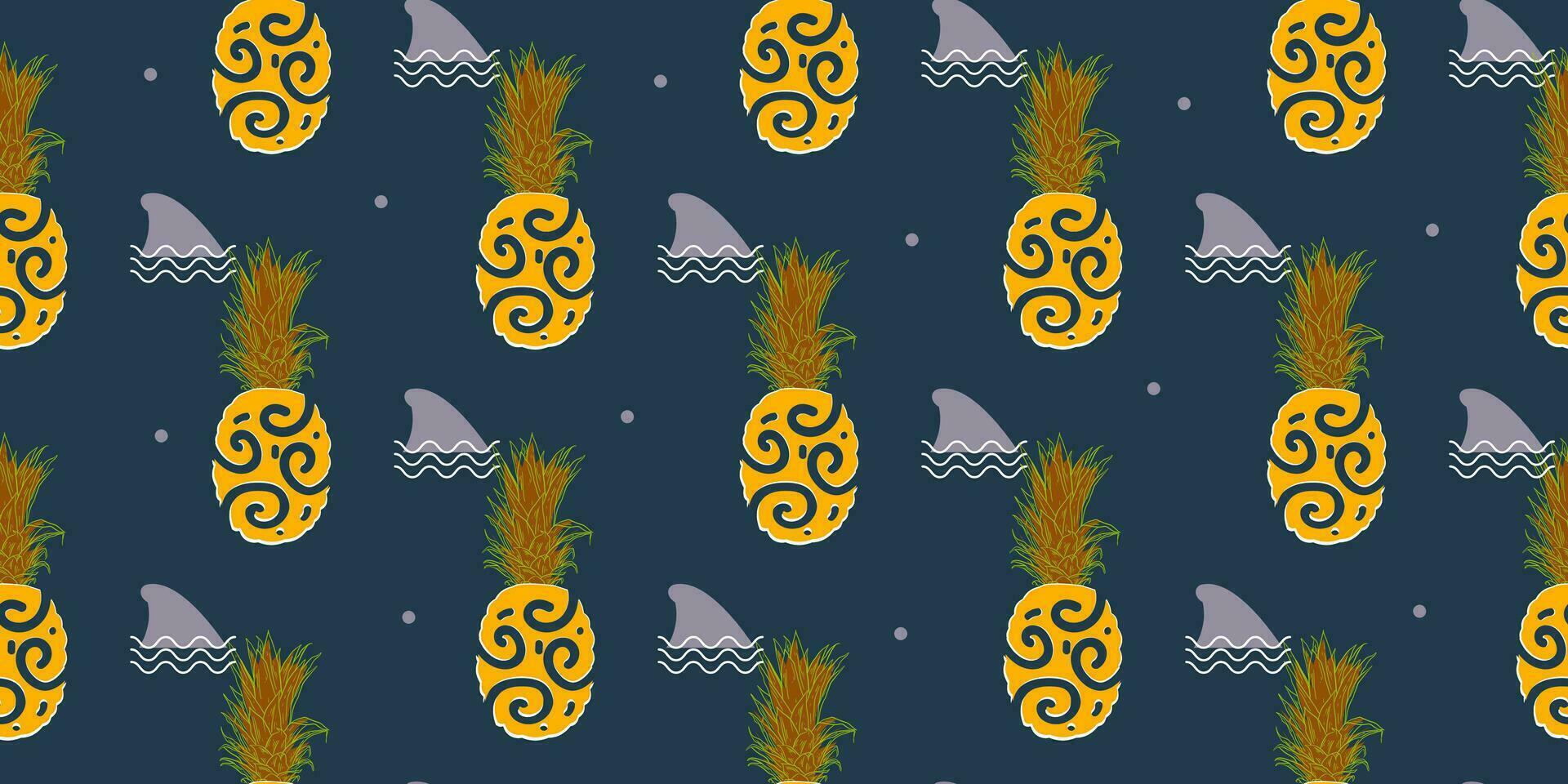 unique abstract summer pineapple fruits seamless pattern background vector