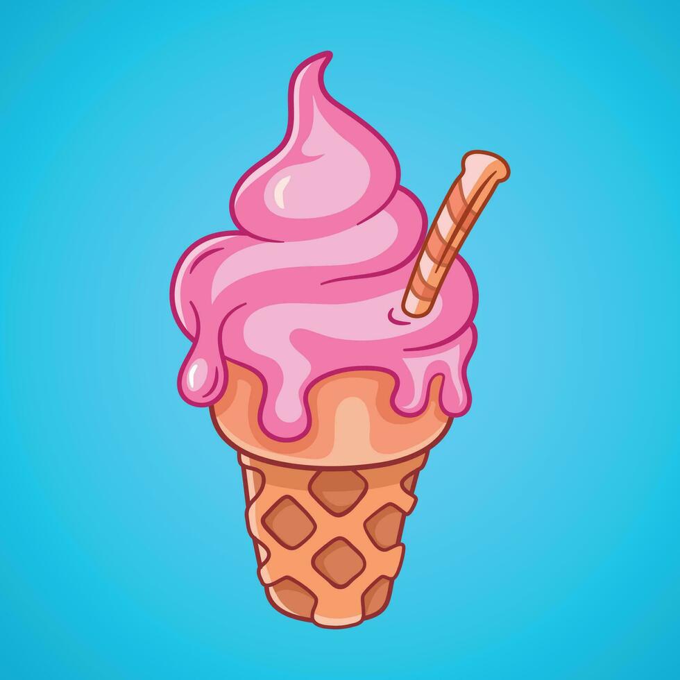 Ice Cream illustration. Ice-cream in cup. Hand-drawn vector illustration