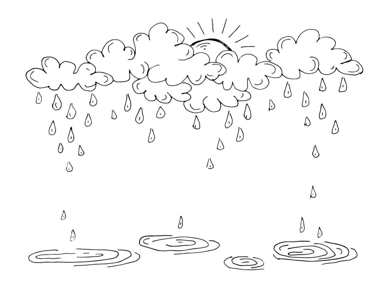 Summer rain vector doodle picture