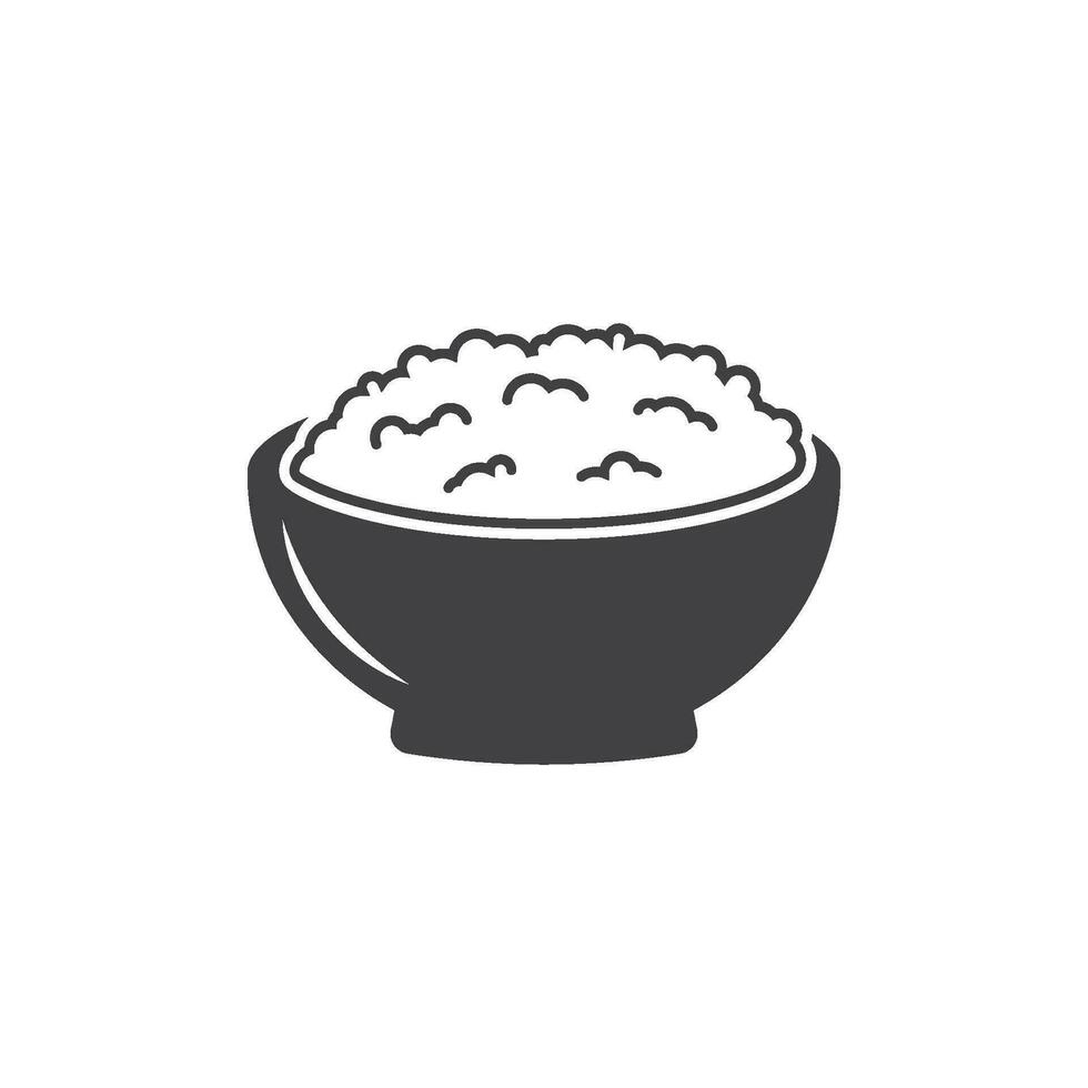 rice bowl and chopsticks icon vector