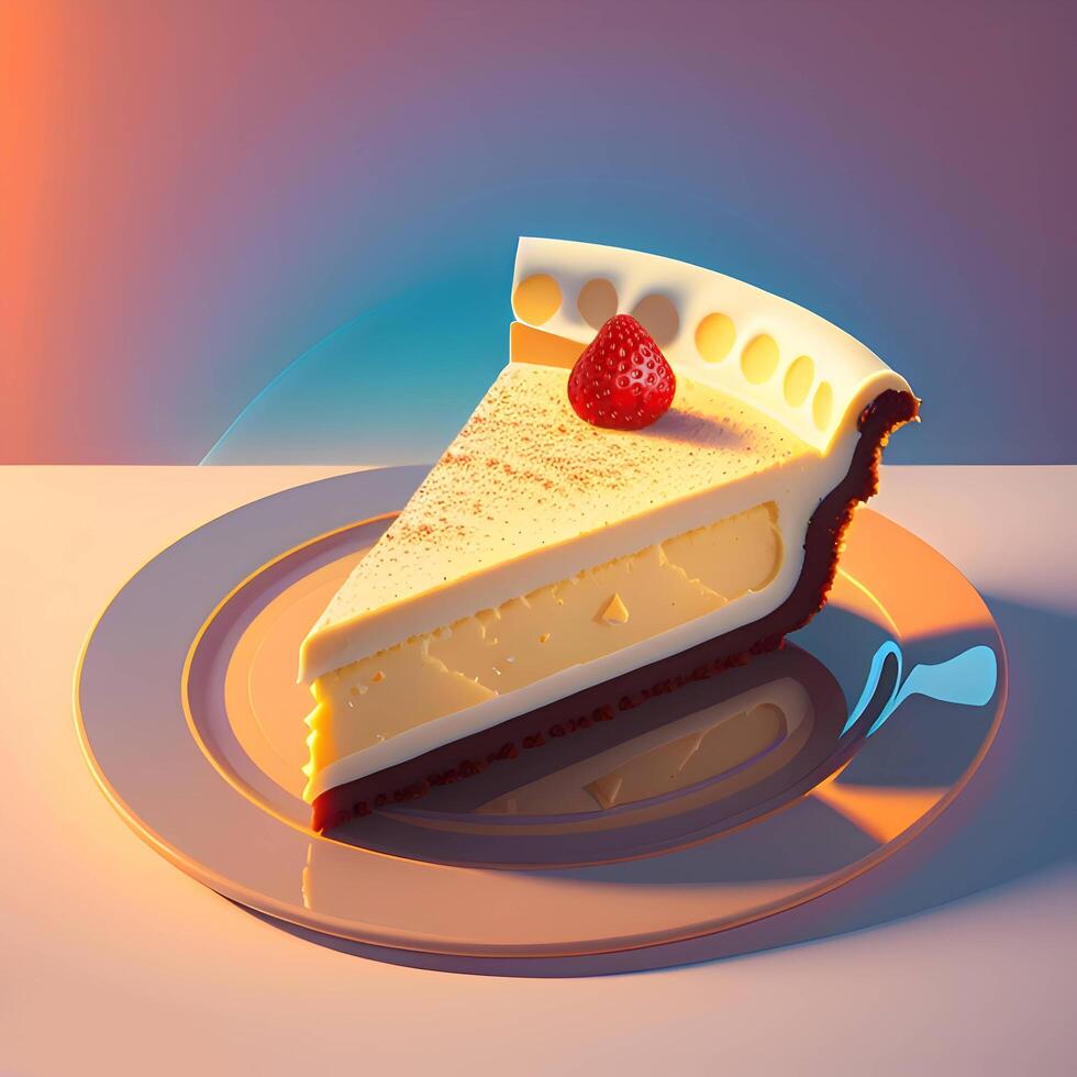 3D Rendering Realistic Cheesecake. photo