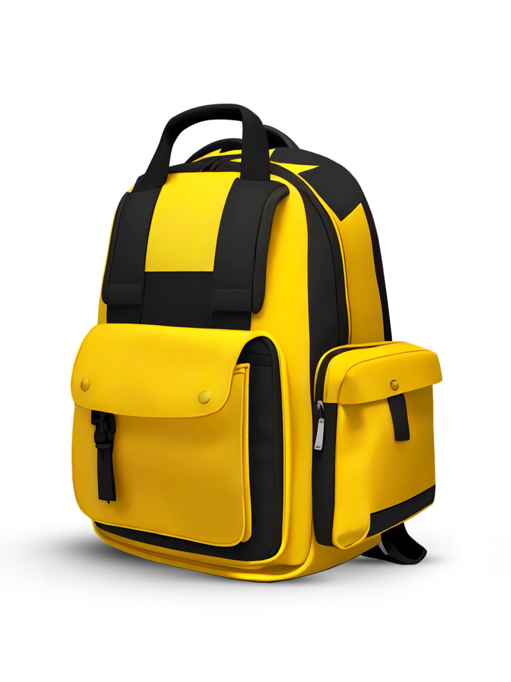 3d Renderização amarelo mochila png