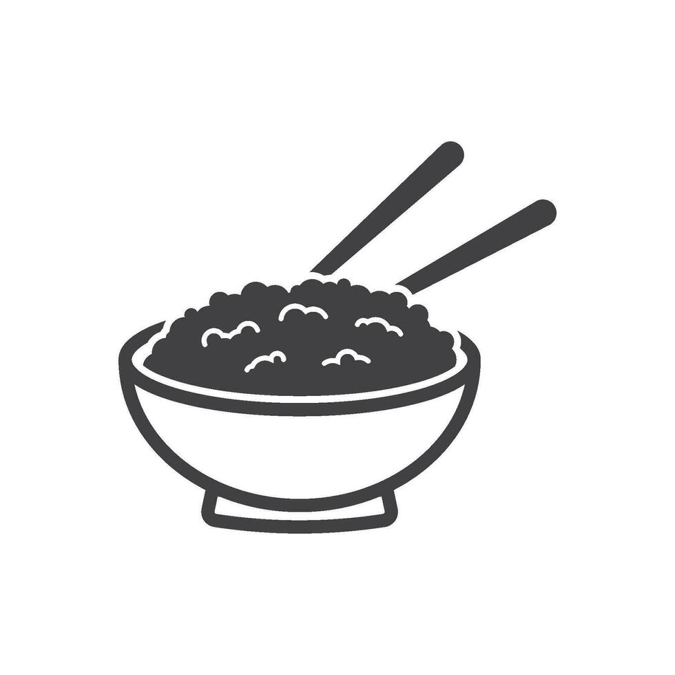 arroz cuenco y palillos icono vector