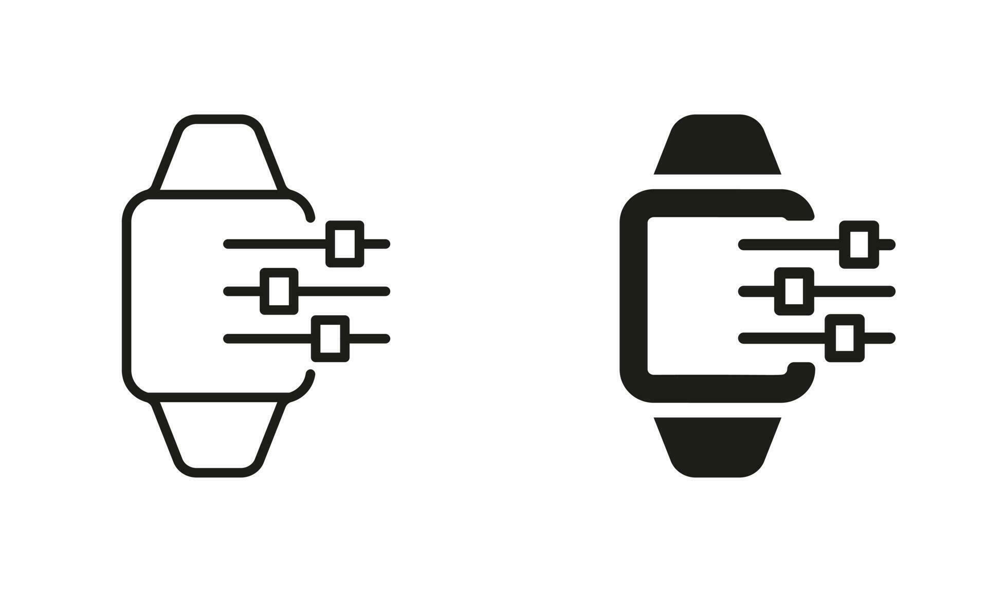 options-of-smart-watch-line-and-silhouette-icon-set-smartwatch