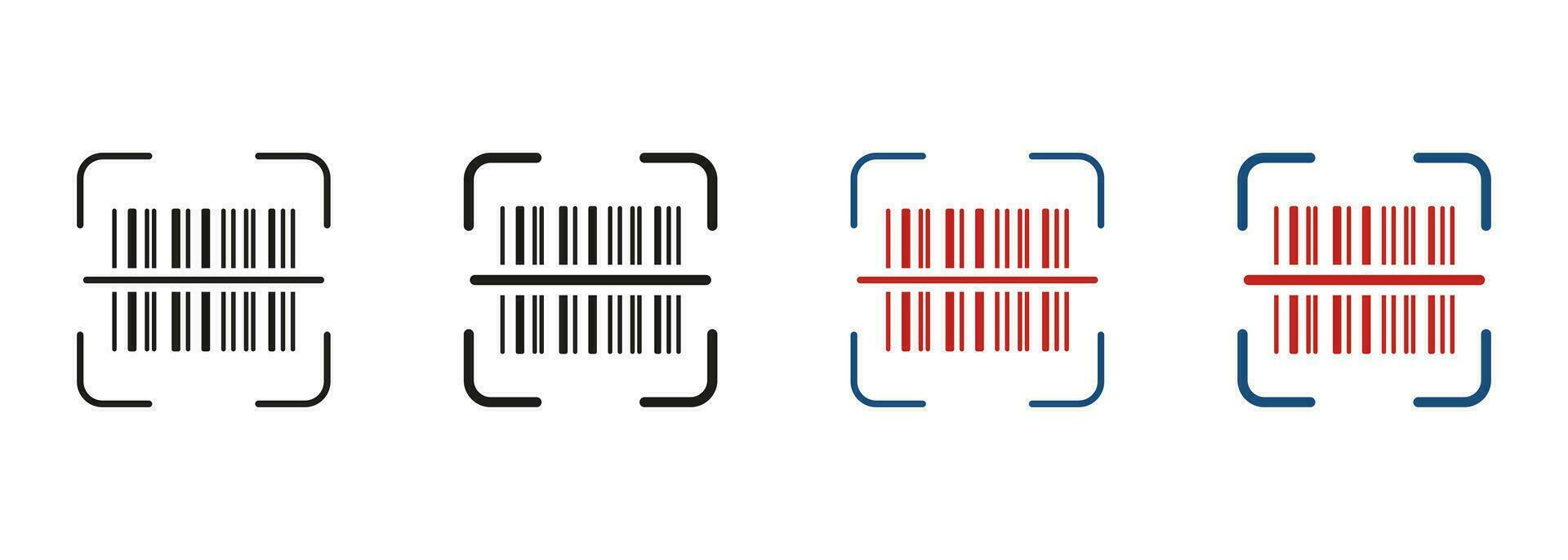 Scan Bar Code Line and Silhouette Icon Set. Product Information Identification. Barcode Tag Scanner Pictogram. Digital Scanning Technology Symbol Collection. Isolated Vector Illustration.