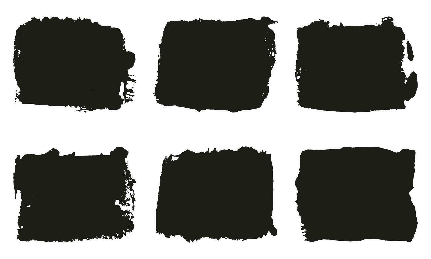 Grunge Brush in Square Shape, Ink Black Template Background. Dirty Brushstroke with Abstract Border. Rough Texture, Rectangle Paintbrush. Abstract Graphic Element. Isolated Vector Illustration.