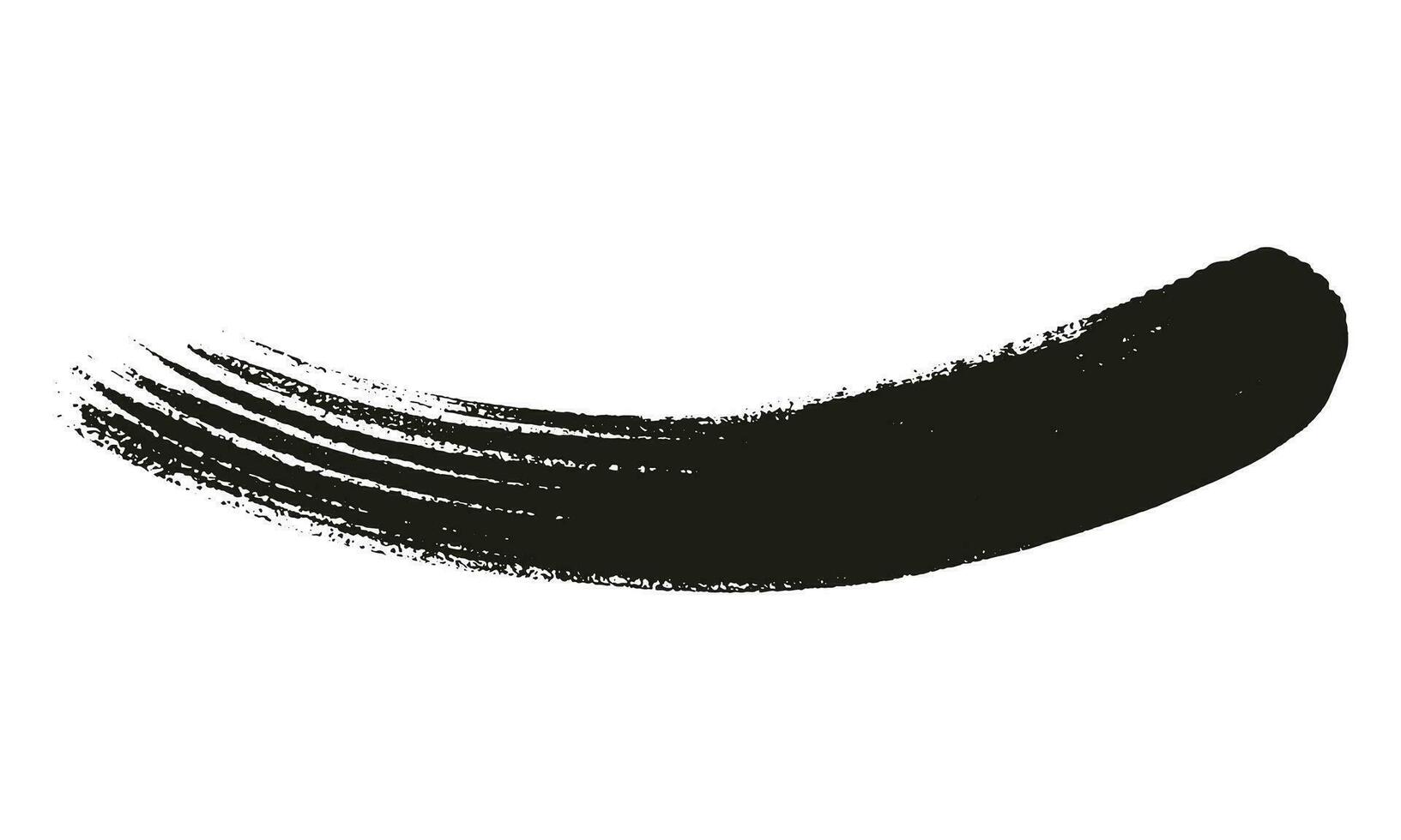 Black Curve Paintbrush, Mascara, Stain Texture, Curvy Smudge. Curve Brush Stroke. Abstract Grunge, Brushstroke Ink. Abstract Graphic Element, Distress Concept. Isolated Vector Illustration.