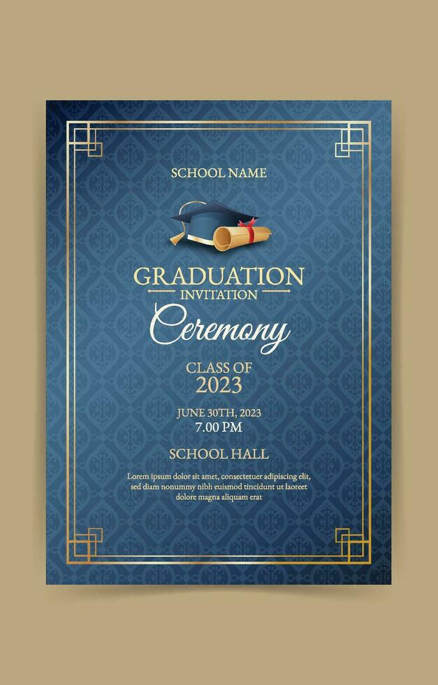 Vintage Graduation Invitation Card Template vector