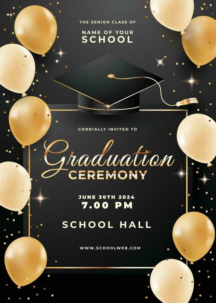 Graduation Ceremony Template in Black and Gold vector