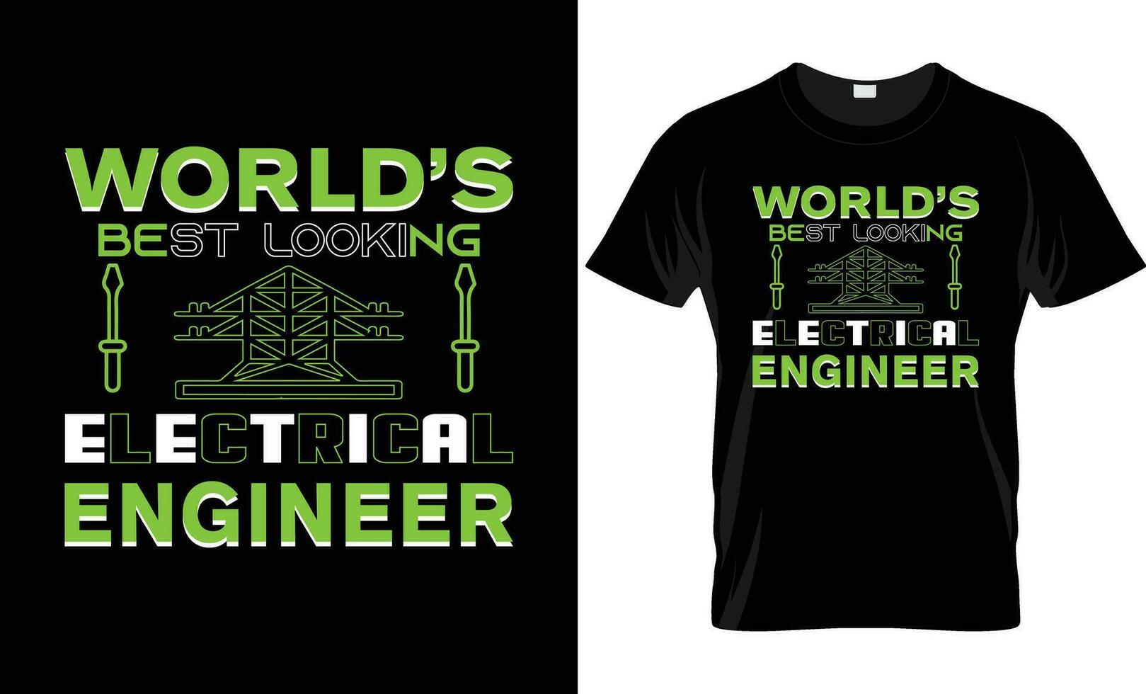 Electrical engineer t-shirt and poster vector design template. With electrician, helmet, gear, screwdriver and wrench vectors. Funny engineering quote. For label, badge too.