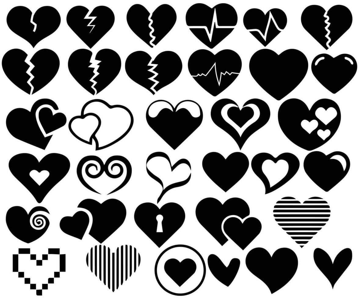 corazones icono vector haz recopilación, amor símbolo vector, corazón vector icono, San Valentín día firmar, lineal icono