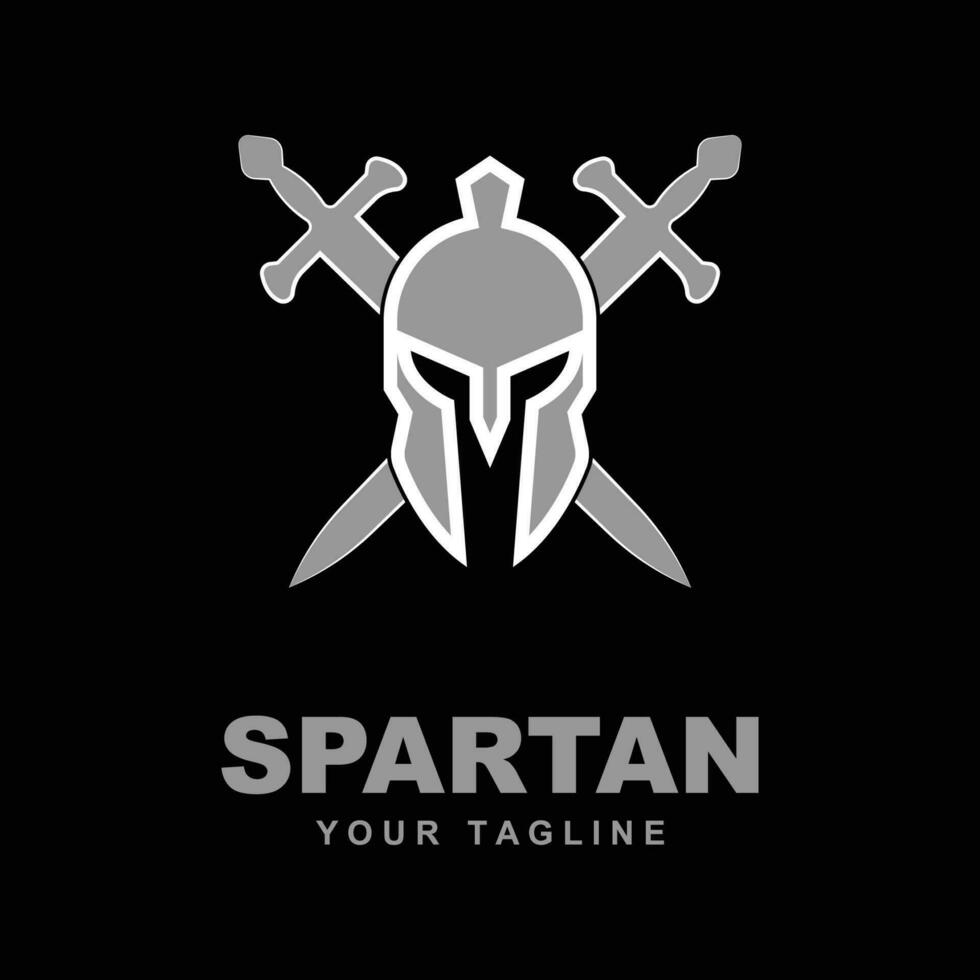 shield and helmet of the Spartan warrior symbol, Spartan helmet logo vector illustration