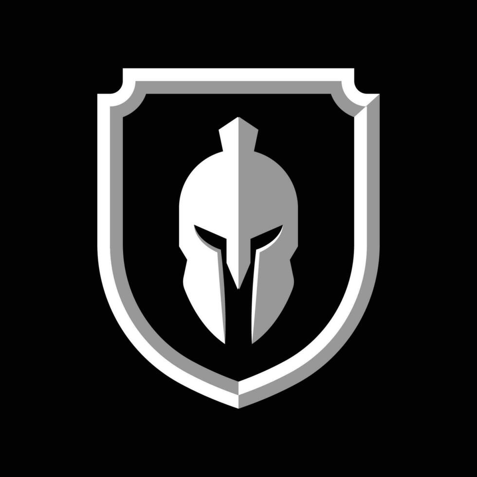 shield and helmet of the Spartan warrior symbol, Spartan helmet logo vector illustration