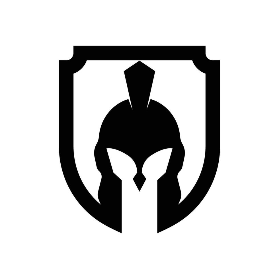 shield and helmet of the Spartan warrior symbol, Spartan helmet logo vector illustration